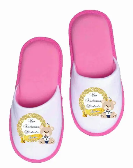 Pantufa convite batizado convite padrinhos dinda ursinho