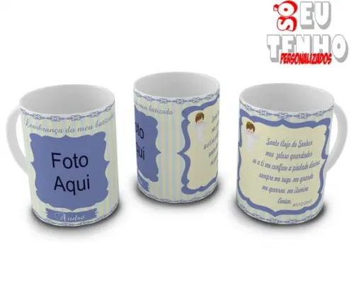 Par Canecas Batizado Dindo Dinda C/ Foto