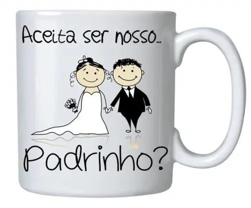 Par Caneca Convite p/ Padrinho Casamento