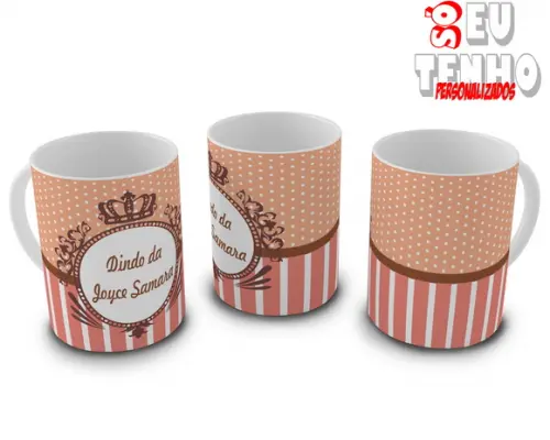 Par de Canecas Convite Batismo Personalizadas Dindo e Dinda