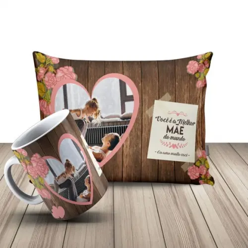 Presente Especial Mãe Kit Caneca de Cerâmica+ Almofada 20x30