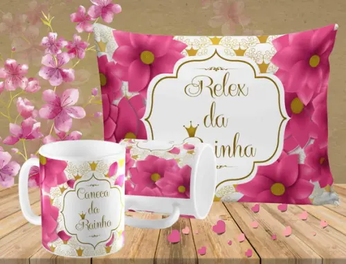 Presente mãe relex e caneca da rainha mamãe