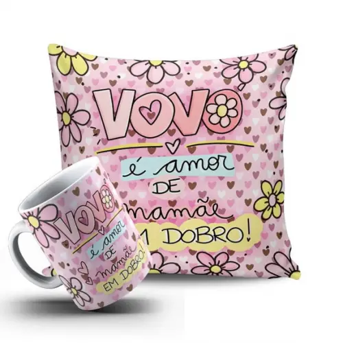 Presente Vovó lembrança vó é mãe amor de mamãe em dobro kit