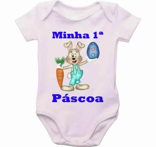 Roupa bebê body personalizado minha primeira páscoa menino