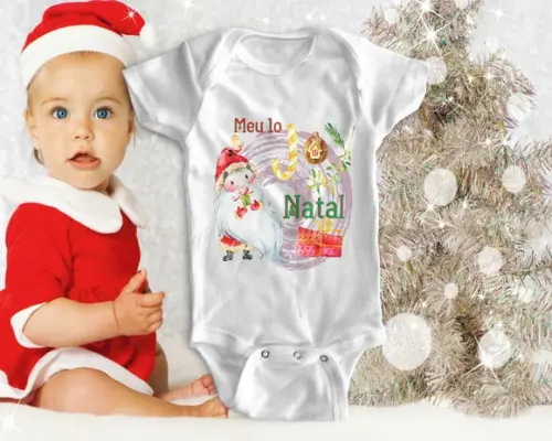 Roupa bebê body personalizado meu primeiro natal modelo1