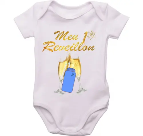 roupa bebê meu primeiro Reveillon Body personalizado