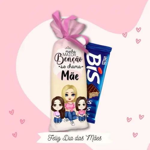 Saquinho Porta Chocolate Bis Dia das Mães Lembrancinha Mãe