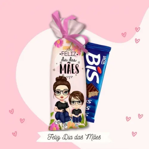Saquinho Porta Chocolate Bis Dia das Mães Lembrancinha Mãe