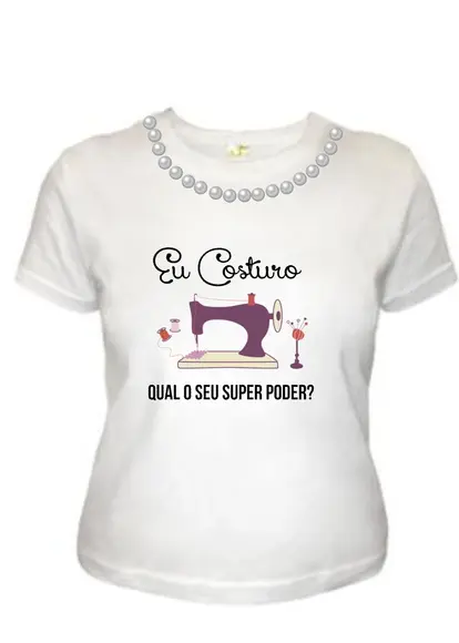 T shirt Costureira Profissão c/Pérolas
