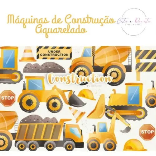 Kit Digital Máquinas de Construção Aquarelado