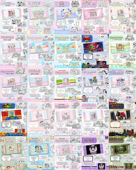 Arquivo de Corte 25 Temas Cards de Colorir Pdf/png #9132