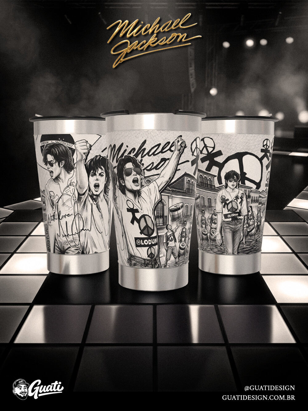 Arquivo Digital de Sublimação Copo Michael Jackson PNG #1702