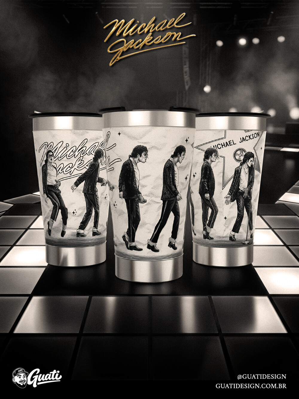 Arquivo Digital de Sublimação Copo Michael Jackson PNG #1702