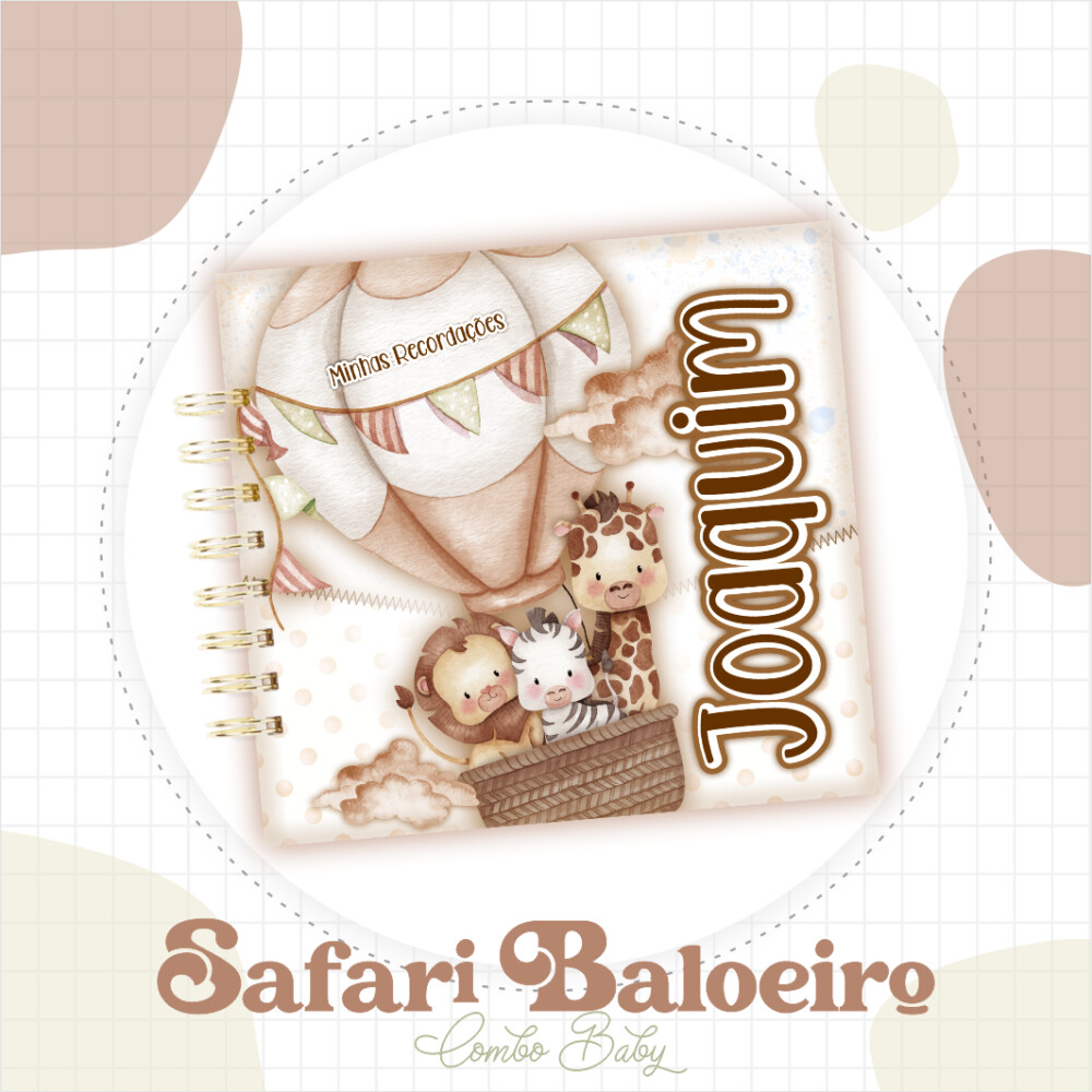 Arquivo de Corte Safari Baloeiro Caderneta e Livro Bebê Pdf/png 
