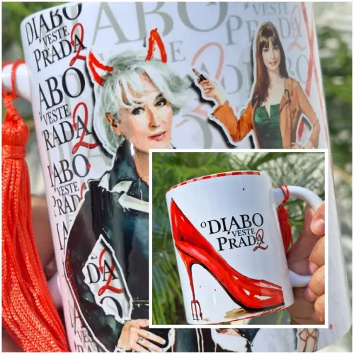 Arquivo Digital de Sublimação Diabo Veste Prada Caneca Png #1625