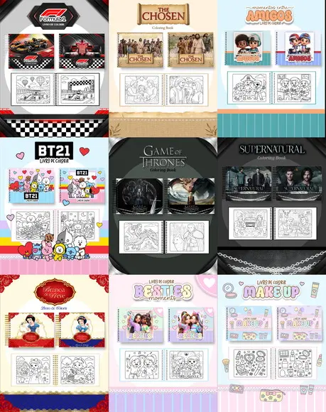 Arquivo de Corte 10 Temas Livro de Colorir Pdf/png #9304