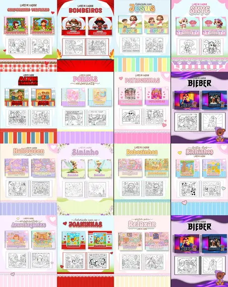 Arquivo de Corte 15 Temas Livro de Colorir Pdf/png #9626