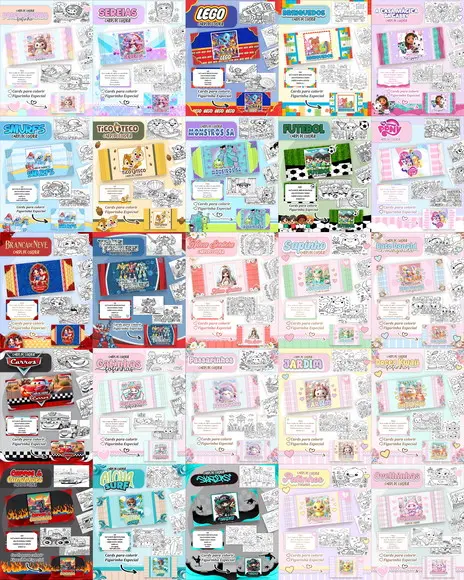 Arquivo de Corte 25 Temas Cards de Colorir Pdf/png #9157