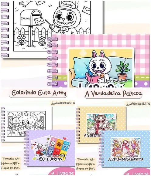 Arquivo de Corte 3 Temas Livro de Colorir Pdf/png #9013