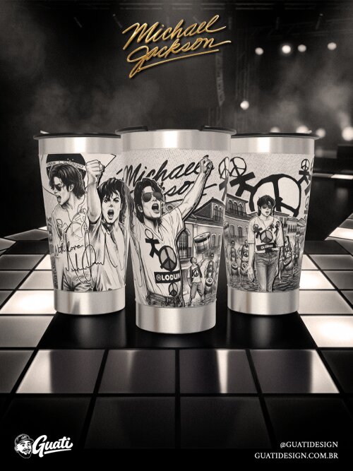 Arquivo Digital de Sublimação Copo Michael Jackson PNG #1702