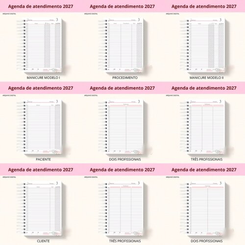 Arquivo Digital de Corte Agendas Agendamentos 2027 Miolo PDF #1758