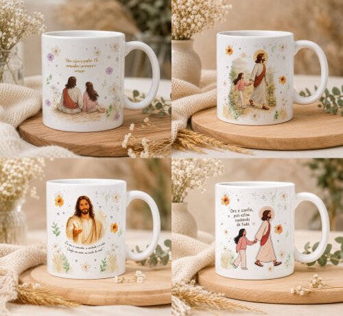 Arquivo de Sublimação Canecas Jesus CANVA #1781