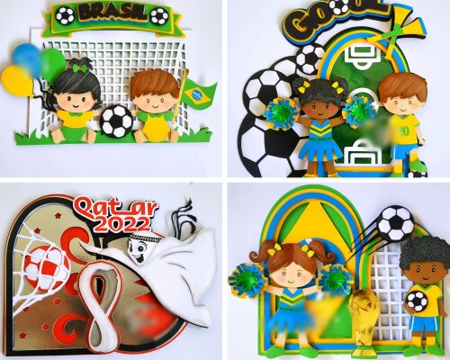Arquivo de Corte Topo de Bolo Futebol Brasil PDF/SVG/DXF #1824