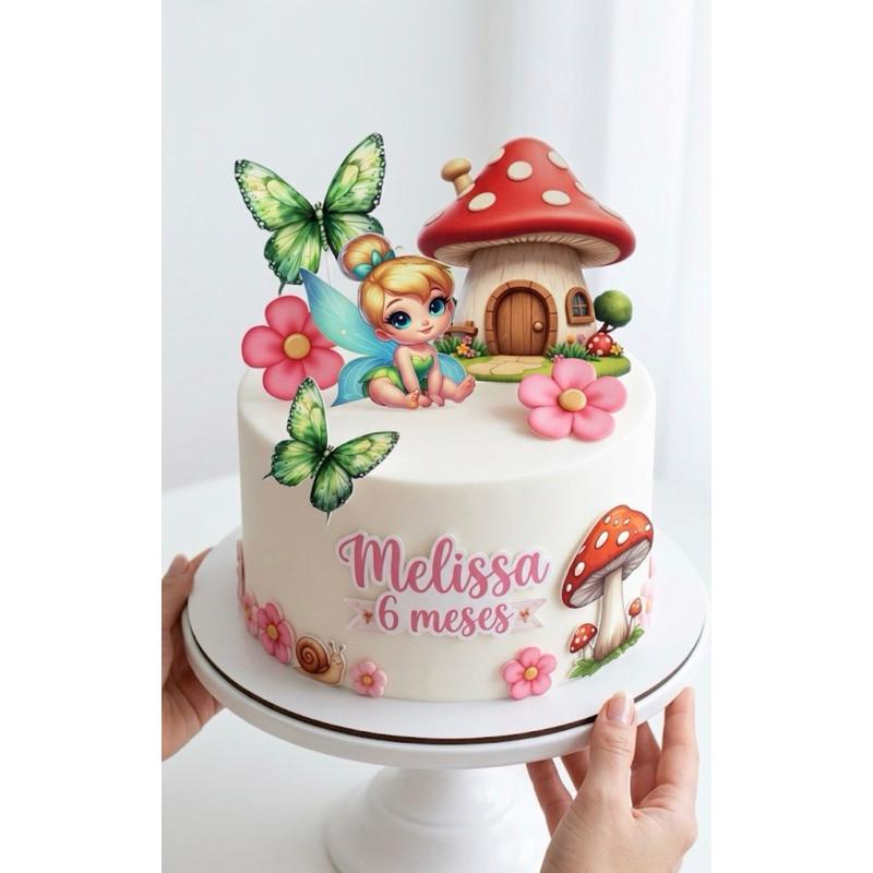 Topo de Bolo Aniversário Mesversario Sininho Baby Personalizado 
