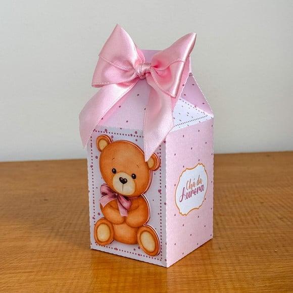 Caixa Milk - Ursinho Rosa - Chá de Bebê