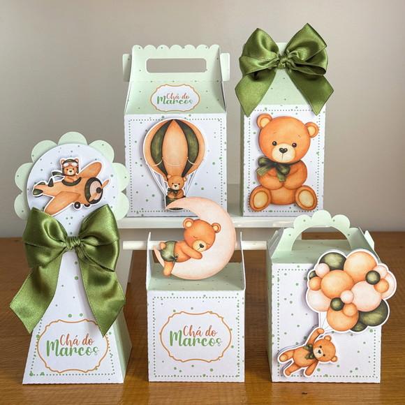 Personalizados Ursinho Verde Chá Bebê - 15 Itens