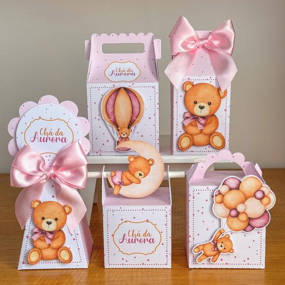 Personalizados Ursinho Rosa Chá Bebê - 15 Itens