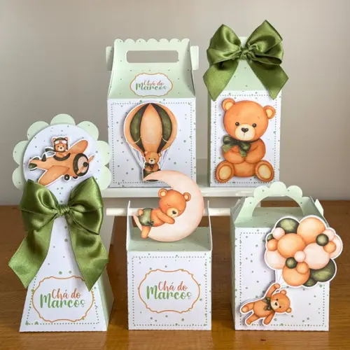 Personalizados Ursinho Verde Chá Bebê - 30 Itens