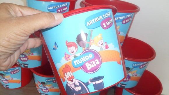 Balde de Pipoca 1,5l Personalizado Mundo Bita