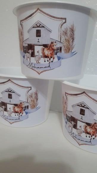 Balde de Pipoca 1,5l Personalizado Tema Fazendinha