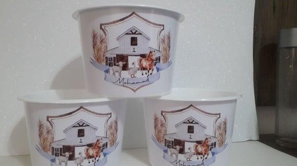 Balde de Pipoca 1,5l Personalizado Tema Fazendinha