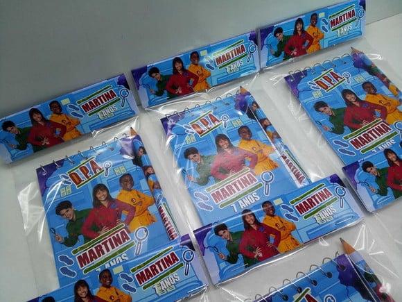 Bloquinho Mini Lápis + Lapela Tema Detetives do Predio Azul