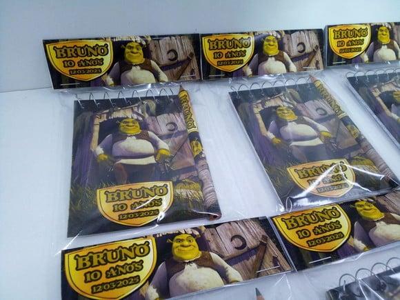 Bloquinho Mini Lápis + Lapela Tema Sherek