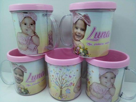 Caneca Acrilica para Foto Tampa de Rosquear Jardim Encantado