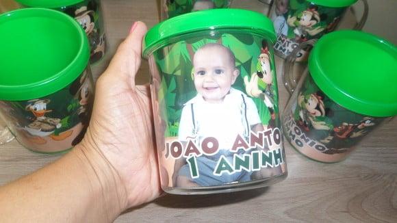 Caneca Acrilica para Foto Tampa de Rosquear Mickey Safari
