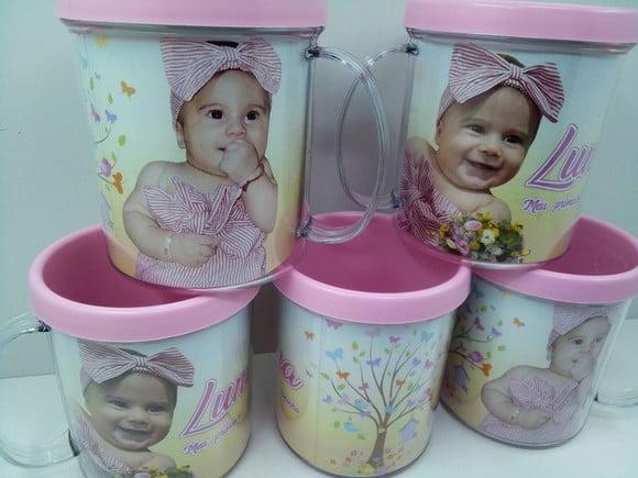 Caneca Acrilica para Foto Tampa de Rosquear Jardim Encantado