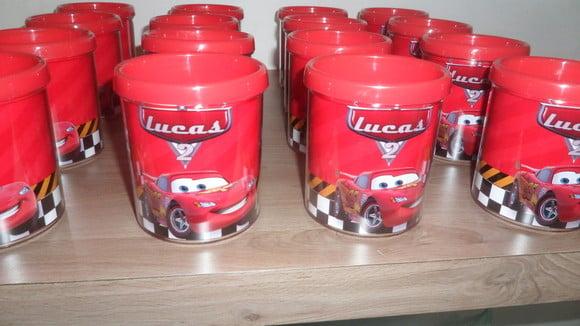Caneca Acrilica para Foto Tampa de Rosquear Tema Carros
