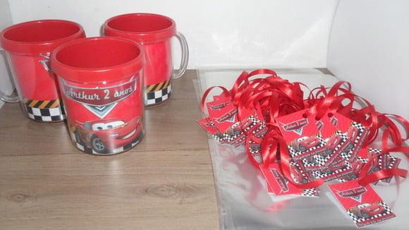 Caneca Acrilica para Foto Tampa de Rosquear Tema Carros