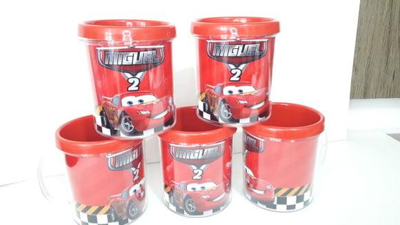 Caneca Acrilica para Foto Tampa de Rosquear Tema Carros