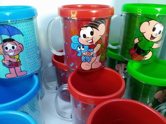 Caneca Acrilica para Foto Tampa de Rosquear Turma da Monica