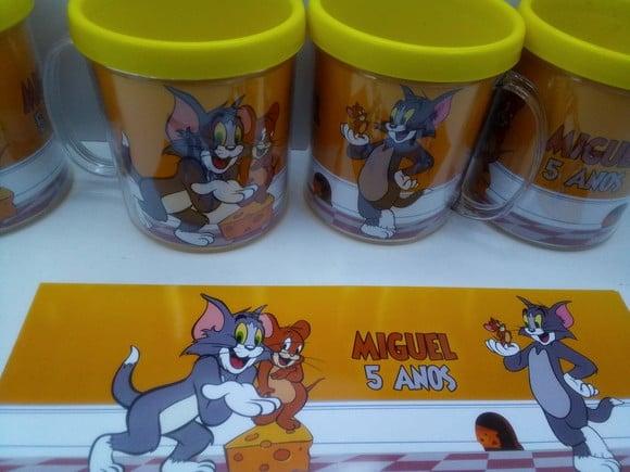Caneca Acrilica para Foto Tampa de Rosquear Tom e Jerry