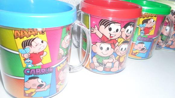 Caneca Acrilica para Foto Tampa de Rosquear Turma da Monica