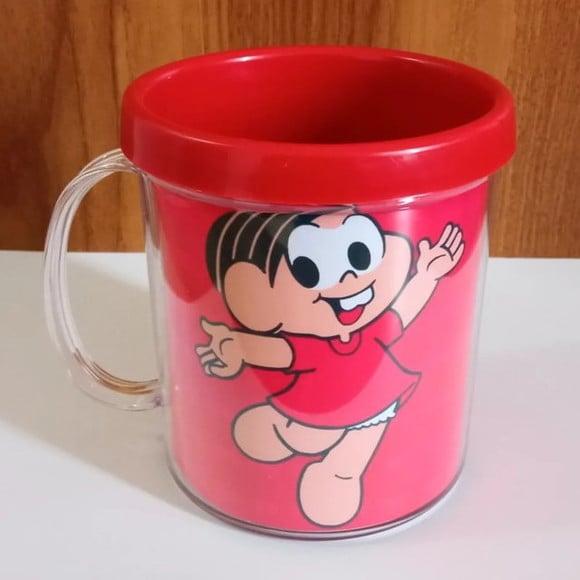 Caneca Acrilica para Foto Tampa de Rosquear Turma da Monica
