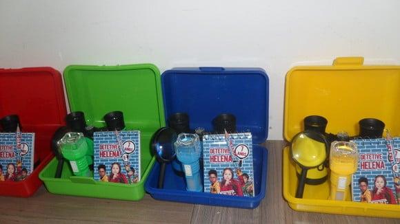 Case+binóculo+lanterna+lupa+bloquinho+lápis Detetive