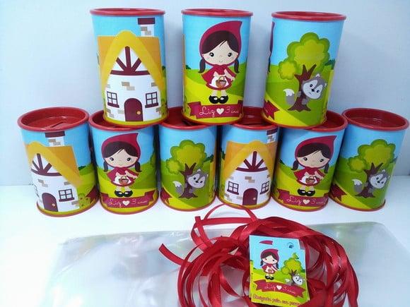 Cofre de Papelão Personalizado Tema Chapeuzinho Vermelho