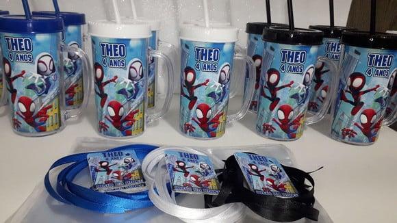 Copo com Tampa e Canudo 300ml Aranha Verso